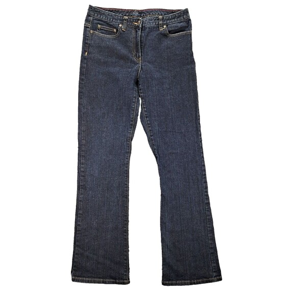 Nautica Jeans Womens Sz 4 Wide Leg Flared Denim Blue High Waist Pockets Dark - Picture 1 of 11